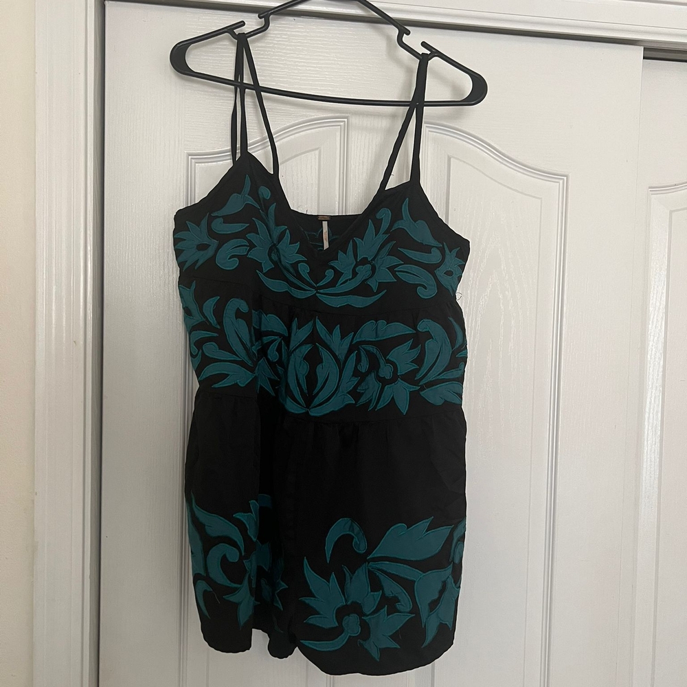 Free People Black Jumpsuit with Teal Accents